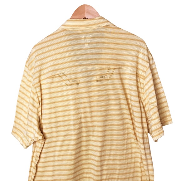 Mountain Hardwear 1/2 Zip Polo Pullover Yellow Stripes Performance Shirt Mens XL - Picture 9 of 13